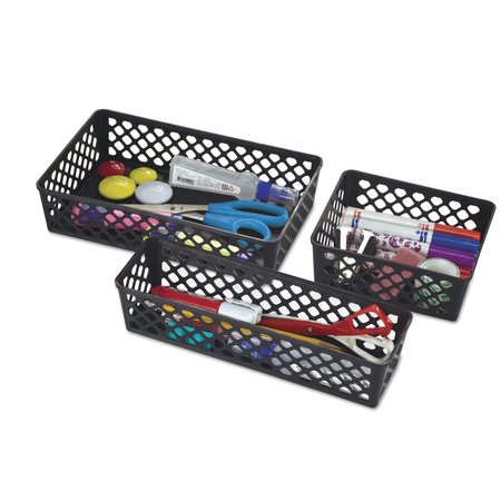 Officemate Recycled Supply Basket, 10.125" x 3.0625" x 2.375", Black, PK3 26200